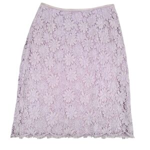 Escada Lavender Floral Lace Skirt Size 36